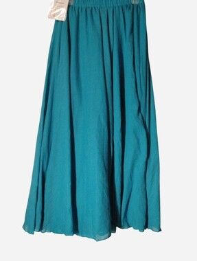Teal Blue Flowy Bohemian Maxi Skirt Size Small